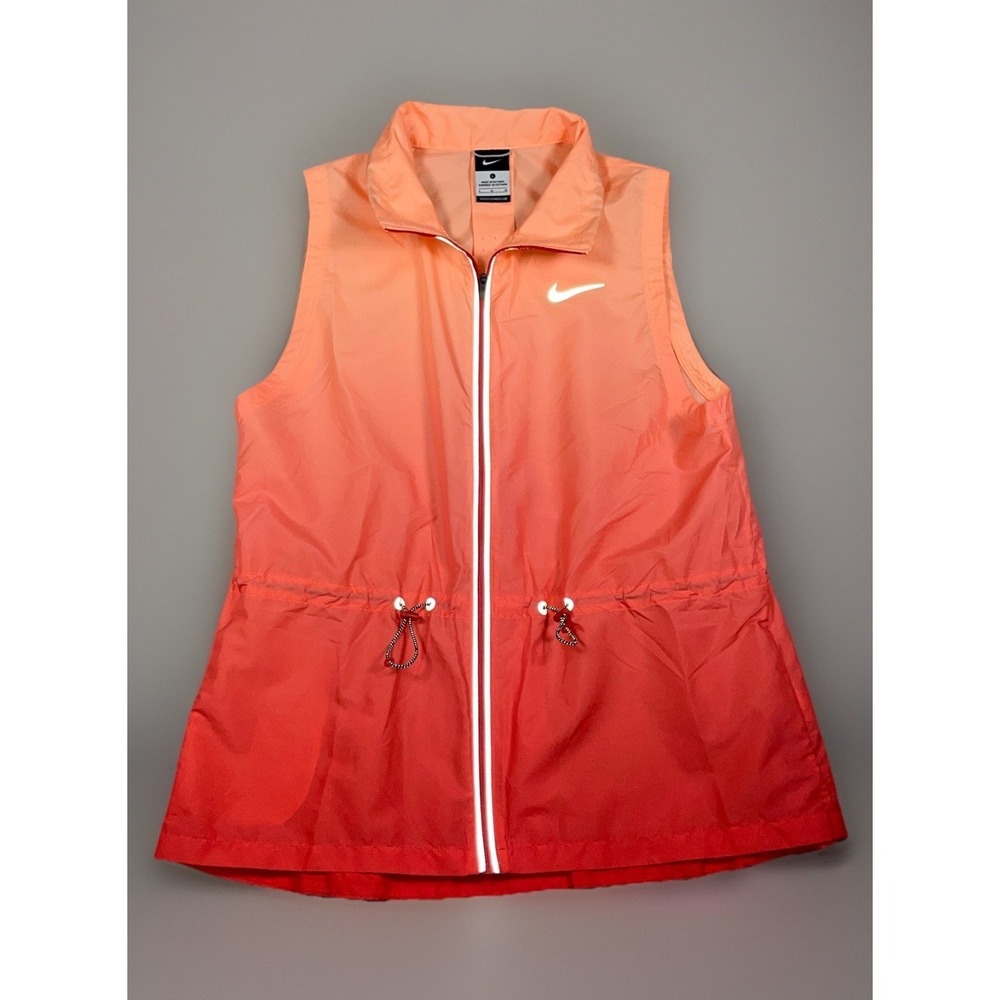 Nike Gradient Reflective Running Vest Womens Large Ombre Orange Full Zip/Pocket